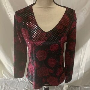 Ninety long sleeve, V-neck, floral print top size M